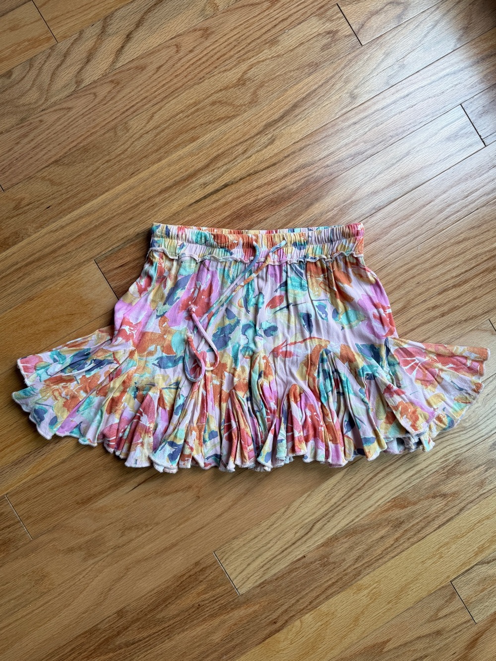 Vici Floral pink Ruffle mini Skirt